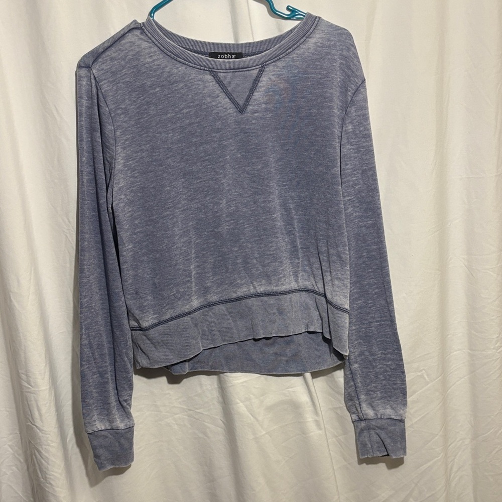 Zobha Blue Cropped Women's Long Sleeve top
